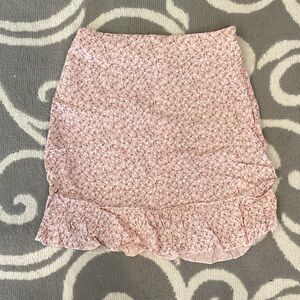 Brandy Melville Pink Floral Mini Skirt